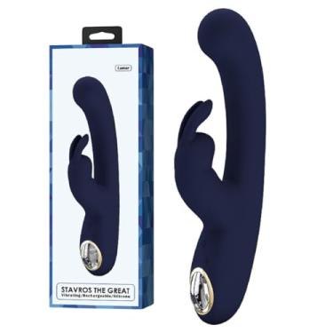 Imagem de Vibrador Rabbit Lamar Estimulador de Clitóris e Ponto G em Silicone 22cm x 4cm Recarregável Mácio e Silencioso Tela LED para bateria e intensidade