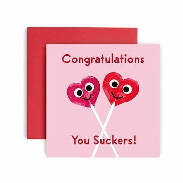 Imagem de Huxters Presentes de casamento "Congratulations to the Suckers in Love" Presentes de casamento A5 Parabéns Cartão de casamento - Presentes de casamento para casal - Cartão de felicitações divertido,
