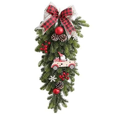 Imagem de Belas Guirlanda artificial de outono guirlanda de natal iluminada com luzes led ao ar livre guirlanda de vime, para janela da porta da frente decoração de festa diverso