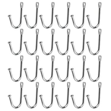 Imagem de Antrader Casaco de metal em forma de J para porta de parede, chaveiro, bolsa, gancho, tom prateado, pacote com 24, Prata, 39 x 23mm/1.54'' x 0.91''(L*W)