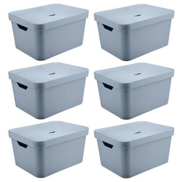 Imagem de 6x Caixa Plastica Grande 32L OU Cube Organizadora Azul