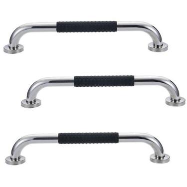 Imagem de Barra de Apoio 30cm Inox Superficie Antiderrapante Kit 3 unidades Idos