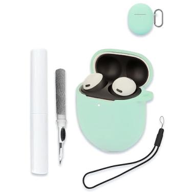 Imagem de Capa para Google Pixel Buds Pro 2 – Fones de ouvido sem fio com cancelamento ativo de ruído, capa protetora de silicone macio, portátil, resistente a arranhões, com kit de limpeza, mosquetão e cordão,