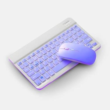 Imagem de Kit com Teclado Sem Fio Bluetooth Recarregável Com Mouse Para Tablet, notebook, pc e smartphones Novidade Não escorrega Recarregável Bateria Longa Duração- ROXO