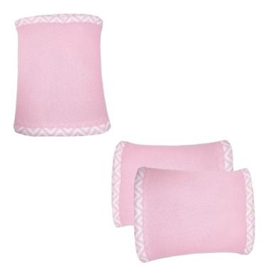 Imagem de Tela Protetor Respiravel De Berço Baby Deluxe Rosa lisa Chevron Maior 