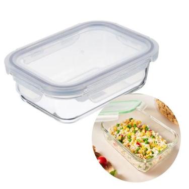 Imagem de Pote Travessa Refratária Marmita Vidro Tampa Vedação 1500ml - KeHome
