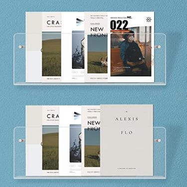 Imagem de Cutora 2Pack Acrílico Brochura Suporte de Parede Transparente Pendurado Revista Rack Estante de Livros Expositor de Histórias Em Quadrinhos Organizador de Armazenamento Flutuante p (, Claro)