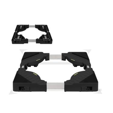 Imagem de TYJZKJWQ Base de suporte para máquina de lavar, suporte de geladeira, base de rolo móvel para máquina de lavar, secadora, geladeira, pedestal de lavanderia (H: 4 cm, preto)