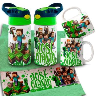 Imagem de Kit Infantil Caneca de Polímero Squeeze Garrafinha de Agua Toalhinha M