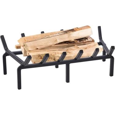 Imagem de Grelha de lareira de 24 polegadas, rack para queima de lenha, fogão a lenha, suporte para rack de queima de lenha preto, poço de ferramentas para acender ferro forjado, 30 pol.