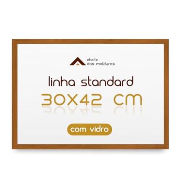 Imagem de Moldura Quadro A3 30x42 para Decoração Parede com Vidro (Caramelo)