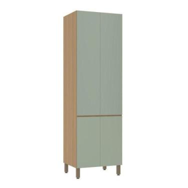Imagem de Paneleiro Duplo 70cm 4 Portas Slim Luciane Móveis Freijó-verde Jade
