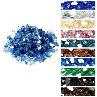 Imagem de Vidro reflexivo para lareira, lareira, ou fogões de gás da Onlyfire para lareiras naturais ou de propano, conjunto de 3 kg, 1,27 cm, azul Pacífico