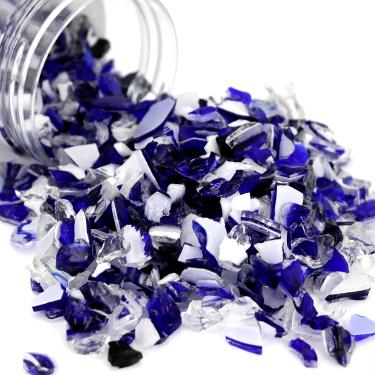 Imagem de LePe Vidro de fogo triturado para artesanato, pedra de cascalho de vidro, vidro quebrado, lascas de pedras preciosas de fogo para artesanato arte em resina decoração de jardim de aquário / lareira,