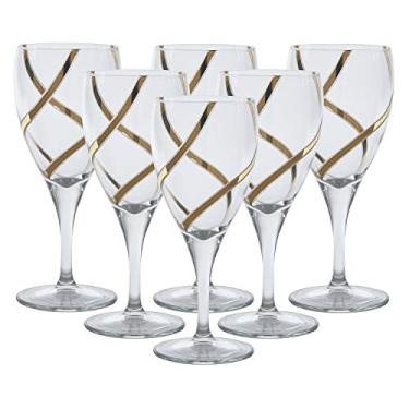 Imagem de Glazze Crystal Conjunto deslumbrante de taças de vinho tinto | Taças de vinho de cristal vintage cortadas à mão com um design de ouro 24K entrelaçado por toda parte | Taças deslumbrantes projetadas