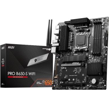 Imagem de MSI Placa-mãe WiFi PRO B650-S, ATX - Suporta processadores AMD Ryzen série 7000, AM5 - DDR5 Memory Boost 6000+MHz/OC, 2 x PCIe 4.0 x16, 2 x M.2 Gen4, Wi-Fi 6E