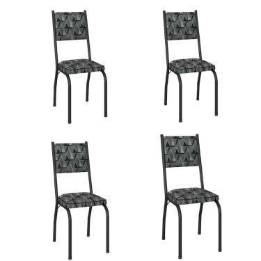 Imagem de Conjunto Com 4 Cadeiras Tubular Diana Preto Fosco Assento Mosaico Artefamol Preto Fosc