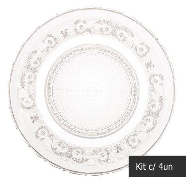 Imagem de Jogo 4 Pratos Rasos De Jantar De Vidro Angel 25,5cm Lyor