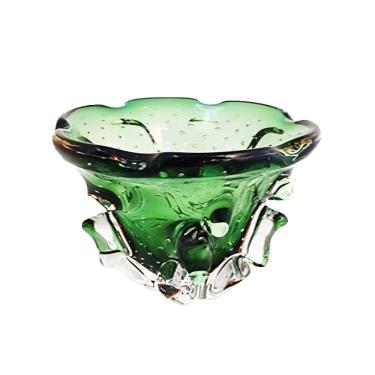Imagem de Cachepot Murano Verde E Ambar São Marcos 18x22x22cm