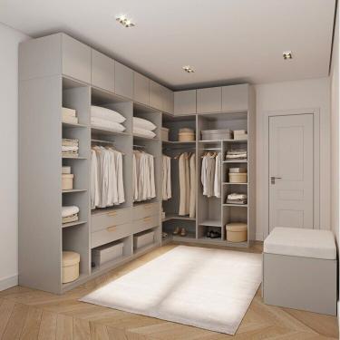 Imagem de Guarda Roupa Modulado De Canto 10 Peças 9 Portas Jade Cabecasa Cinza Urbano