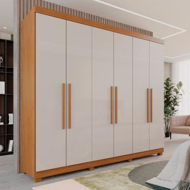 Imagem de Guarda Roupa Casal 6 Portas 3 Gavetas Roma Cinamomo - Off White