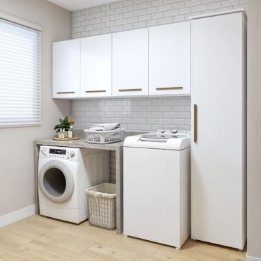 Imagem de Lavanderia Modulada 1 Armário Multiuso E Armário Aéreo Guarulhos Branco