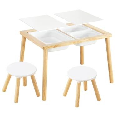 Imagem de Beright Conjunto De Mesa E Cadeiras Para Crianças, Sensorial Interno Com 2 3 Compartimentos Armazenamento, Areia Água Brincar Crianças Pequenas, Presente Aniversário Natal