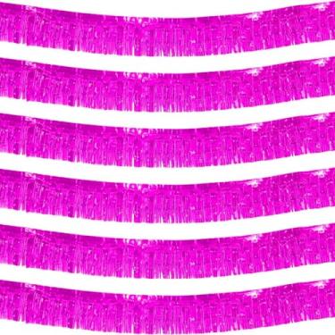 Imagem de We Moment Pacote Com 6 Faixas De Guirlanda Franjas 3 Metros Comprimento, Faixa Enfeites Metálicos Rosa Choque, Cortina Para Pendurar Na Parede, Cenário Glitter Carros Alegóricos, Decoração Aniversár