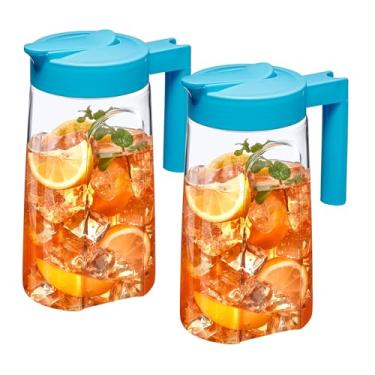 Imagem de Amazing Abby – Mini – Pacote com 2 jarras Tritan (1,360 g), jarra de água de plástico inquebrável com tampa, livre de BPA, resistente ao calor, lavável na máquina de lavar louça, ótimo para bebidas