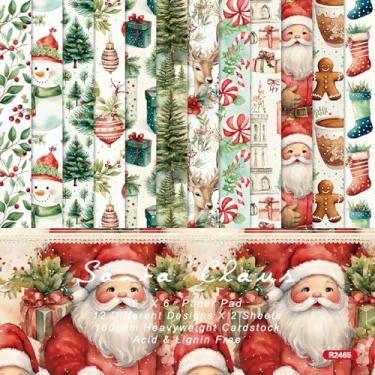 Imagem de 24 folhas 15 x 15 cm, papel natalino, tema de inverno, estampa fofa, cartolina unilateral para fazer cartões de papel decorativo DIY (R2465)