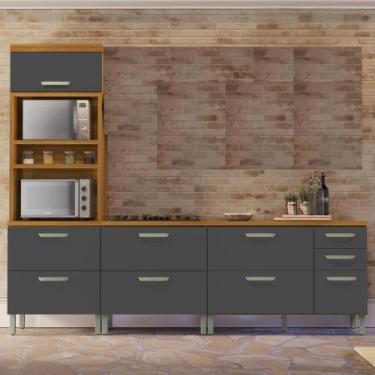 Imagem de Cozinha Compacta 3 Peças 5 Portas 5 Gavetas 3 Nichos 100% MDF - Faura,