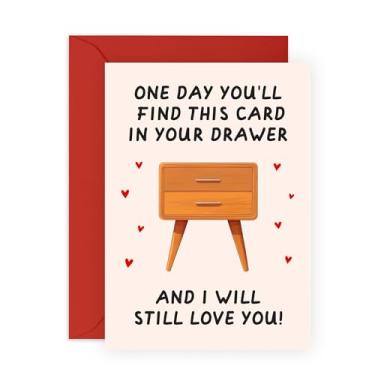 Imagem de Cartão de amor fofo – "One Day You'll Find This in Your Drawer" – Aniversário doce e romântico ou cartão de dia dos namorados para ele, ela, esposa, marido, namorada, namorado, noivo - Vem com