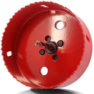 Imagem de Serra Koopi com orifício com arbora resistente, cortador de orifício bimetálico de 38 mm de profundidade para facilmente perfuração de madeira, plástico, compensado, drywall, metal fino, KPUS-HoleSawWA-H4.25in-Red, 4.25 inch