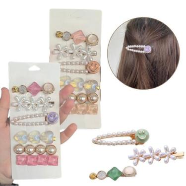 Imagem de Kit 18 Presilhas Bico De Pato Luxo Modelo Pérolas Flor Carinha - Gramp