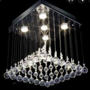 Imagem de Lustre Para Sala, Quarto, Hall, Cozinha, Sala De Jantar Em Cristal K9 Base 30x30 60cm
