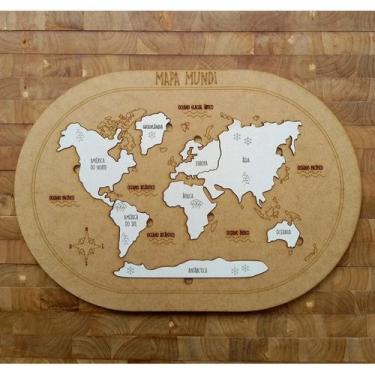 Imagem de Mapa Mundi de Encaixar Quebra Cabeça Infantil - MDF cru - NoBrand