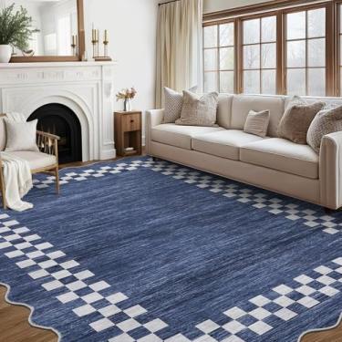 Imagem de GlowSol Tapetes recortados, 12 x 18 cm, laváveis à máquina, tapetes geométricos macios para quarto, sala de estar, tapete neutro antiderrapante, tapete de pelo baixo, para sala de jantar, escritório