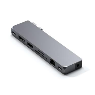Imagem de Satechi Adaptador Pro Hub Max Tipo C - USB4, Dados USB-A, Dados USB-C, Gigabit Ethernet, Porta SD/Micro SD e Jack de Áudio - Para M2/ M1 MacBook Pro/Air (Cinza Espacial)