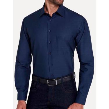 Imagem de Camisa Dudalina Masculina Comfort Tricoline Lisa Azul Marinho, M/M