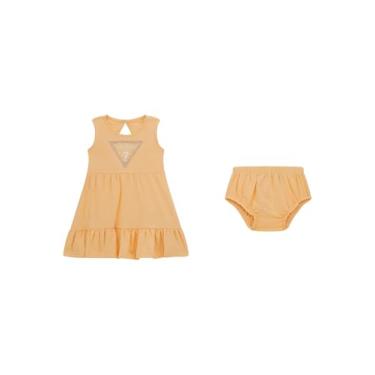 Imagem de GUESS Conjunto de capa de fralda e vestido ecológico sem mangas para bebês meninas, Sorvete de tangerina, 3 Meses