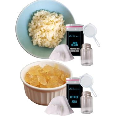 Imagem de Kefir De Agua e Leite Kit Completo - 1x Kefir de Água e 1x de Leite 2x500ml 2x Peneiras 2x Voal