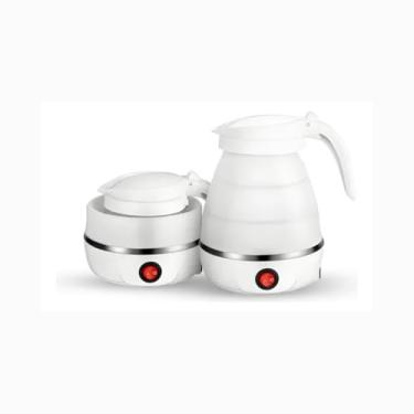 Imagem de Chaleira Elétrica Dobrável Portátil 600ml em Silicone 110V– Ideal para Viagens, Camping e Escritório – Cor Branca
