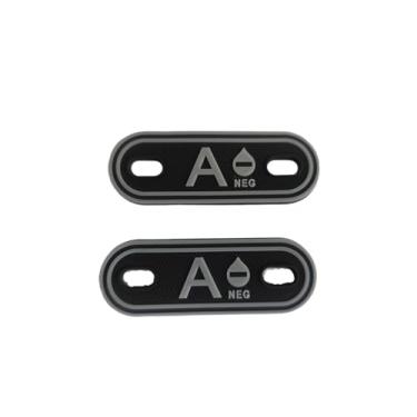 Imagem de Ruoming 2 pingentes de etiqueta de identificação tipo sanguíneo de PVC, 7,3 x 2,5 cm, material de PVC, design 3D para cadarços e bolsas táticas, várias cores (cinza A)