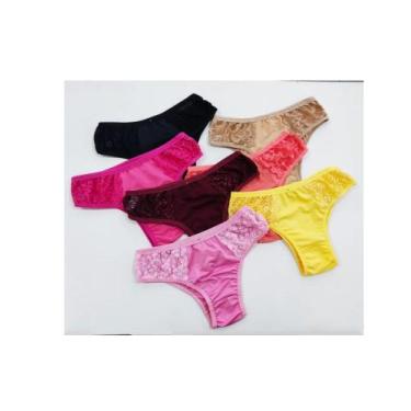 Imagem de 6 Calcinha. renda lateral c/ vies lisa microfibra - liz, Rosa