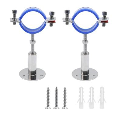 Imagem de Nicerity 2 peças de suporte de fio de aço inoxidável ajustáveis grampos de tubo de montagem na parede suporte de tubo de suporte de tubo cabide para tubos de 48-51 mm OD