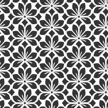 Imagem de Papel De Parede Adesivo Floral Arabescos Preto E Branco 12m