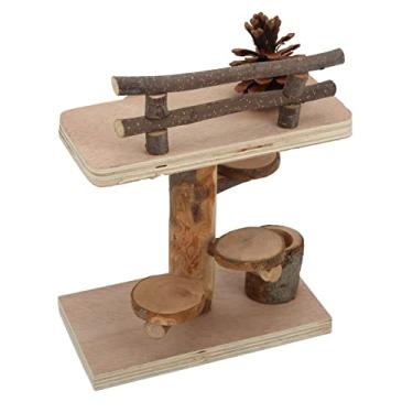 Imagem de Zerodis Atividade de Jogo de Hamster Defina Material Seguro Fácil de Instalar um Brinquedo de Playground de Madeira de Hamster Amplo para Pequenos Animais de Estimação de Madeira de maçã