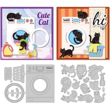 Imagem de DELORIGIN Máquina de lavar, moldes de corte de gato, para fazer cartões, estêncil, aço carbono, corte, cartão, scrapbook, estampagem, moldes para cartões comemorativos, artesanato, álbum, convites