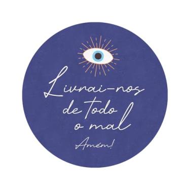 Imagem de Placa Decorativa Olho Grego Redonda 24,5cm Decoração com Frase