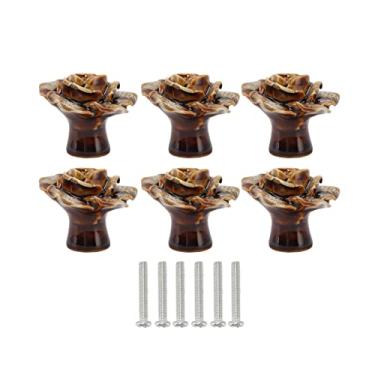 Imagem de Maçaneta de Armário Em Formato de Rosa, 6 Peças, Maçaneta de Armário Em Forma de Rosa, Gaveta, Guarda-roupa, 1239, Decoração de Flores, Maçaneta Doméstica de Flor Rosa para